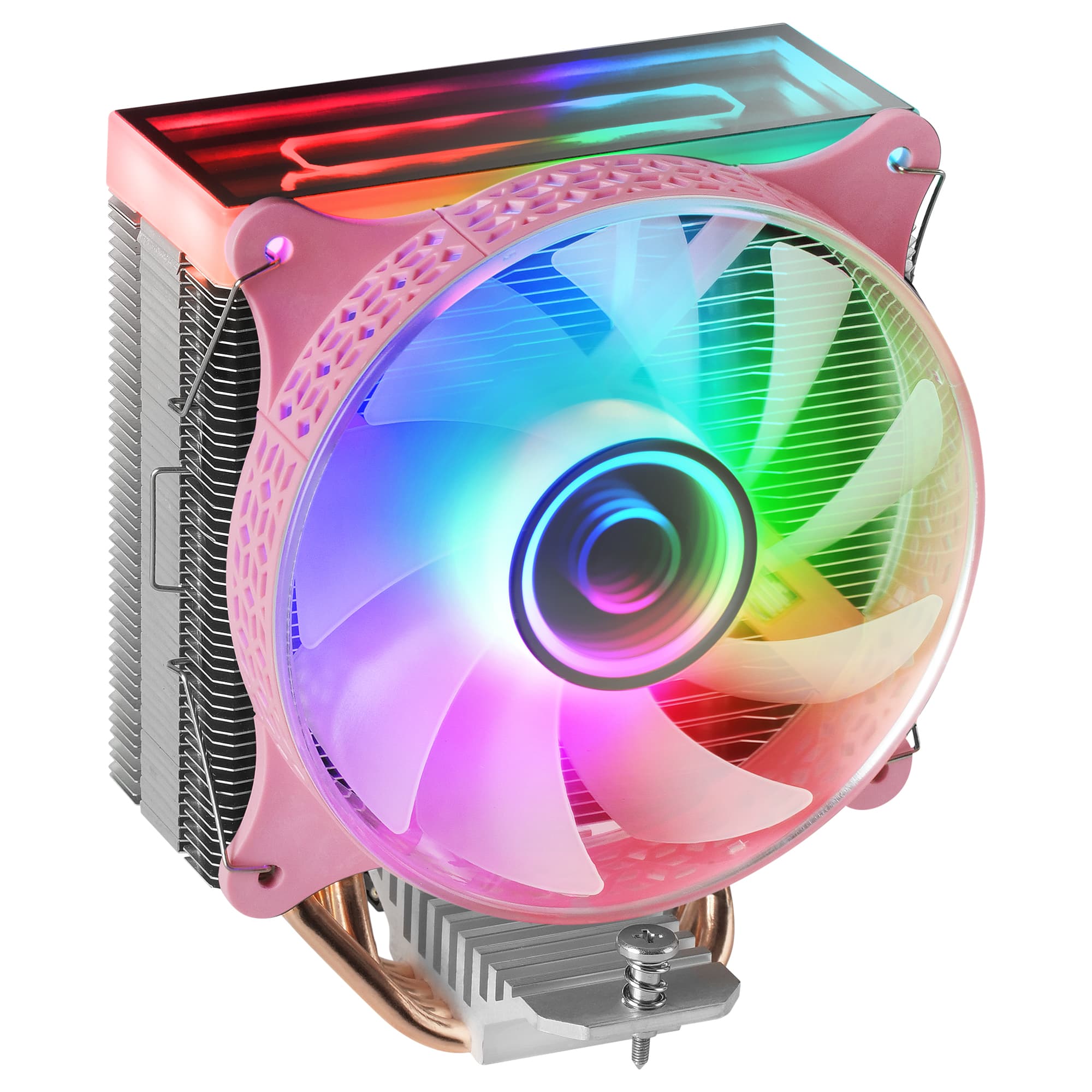Mars Gaming MCPU-VR Rosa, Disipador CPU, Doble Espejo Infinito ARGB, 4 Heatpipes HCT, TDP 180W, Ventilador Ultra-silencioso PWM 12cm
