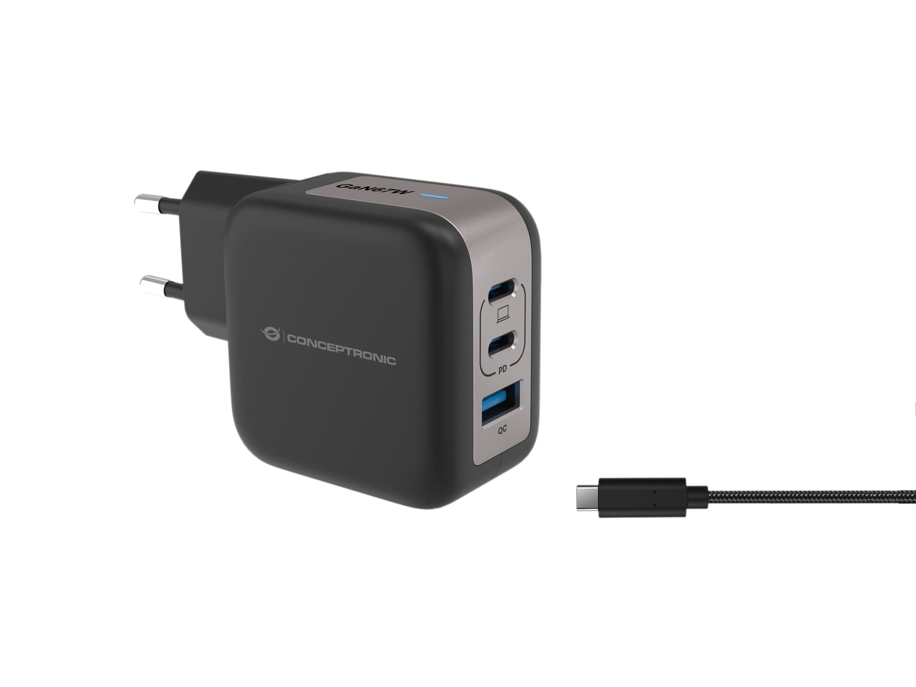 Conceptronic ALTHEA17B cargador de dispositivo móvil Universal Negro Corriente alterna Carga rápida Interior