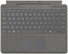 Funda con teclado surface pro 10 con panel tactil, bandeja de carga y almacenamiento slim pen (no incluido) para surface pro 11, 10, 9, 8 color gris