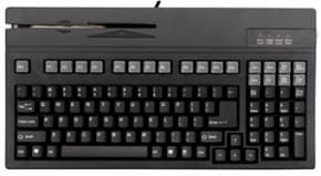 Teclado con cable ps/2 de 105 teclas con lector de banda magnetica hasta 3 pistas formato normal negro