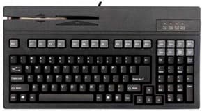 Teclado con cable usb de 105 teclas formato reducido con lector de banda magnetica 3 pistas integrado negro