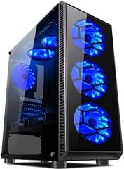 Chasis semitorre avatar sin fuente soporta atx micro atx mini itx bahias internas 2x3.5' hdd 3x2.5' 1xventilador trasero 120mm led azul 3xventilador frontal 120mm led azul  2xventilador superior 120mm led azul  1xusb 2.0 2xusb 3.0 salida audio y microfono ventana lateral dimensiones (prxalxan) 405x435x192mm peso 6 kg negro