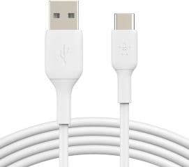 Cable desde usb-c macho a usb-a macho longitud 1 metro carga rapida color blanco