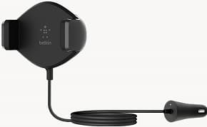 Cargador inalambrico qi 10w boost up para dispositivos apple, samsung, lg y sony negro para coche y con soporte para rejilla de ventilacion