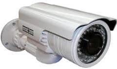 Camara videovigilancia exterior tubular fija 2.8-12mm 36 leds de iluminacion ir carcasa antivandalico color blanco conexion rca + fuente de alimentacion