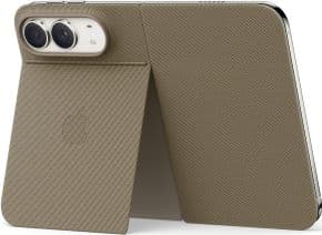 Funda folio marron topo con soporte para iphone duo