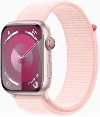 Apple watch series 9 gps + cellular caja de aluminio rosa de 41mm, color de correa rosa claro correa loop deportiva