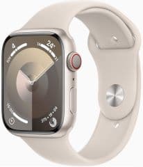 Apple watch series 9 gps + cellular caja de aluminio blanco estrella de 45mm, color de correa blanco estrella correa deportiva talla m/l