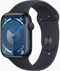 Apple watch series 9 gps + cellular caja de aluminio medianoche de 45mm, color de correa medianoche correa deportiva talla m/l