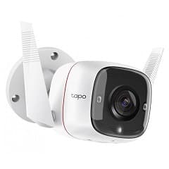 Camara videovigilancia exterior fija tapo tc65 ip wifi o ethernet ultra alta definicion vision nocturna hasta 30 metros alerta movimientos y notificaciones audio dos vias alarma sonido y luz soporta microsd hasta 128gb control por voz con el asistente de google y amazon alexa blanco