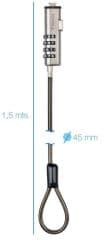 Candado de seguridad longitud1.5 metros para portatiles, monitores, televisores sistema nano con combinacion.