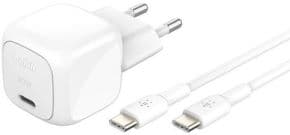 Cargador de pared a usb-c 30w  con cable usb-c incluido blanco
