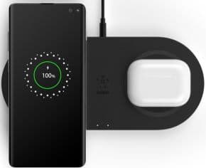 Cargador inalambrico qi2 boost charge 10w doble para dispositivos apple negro