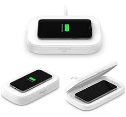 Cargador inalambrico qi esterilizadora boost charge potencia 10w compatible con dispositivos que acepten carga rpida inalmbrica eliminando el 99,99% de bacterias a travs de sus luces ultravioletas, siendo totalmente seguro y responsable con el medio ambiente. podrs ubicar incluso tu iphone con la funda puesta y objetos de hasta 188 milmetros y con una altura mxima de 14 milmetros.