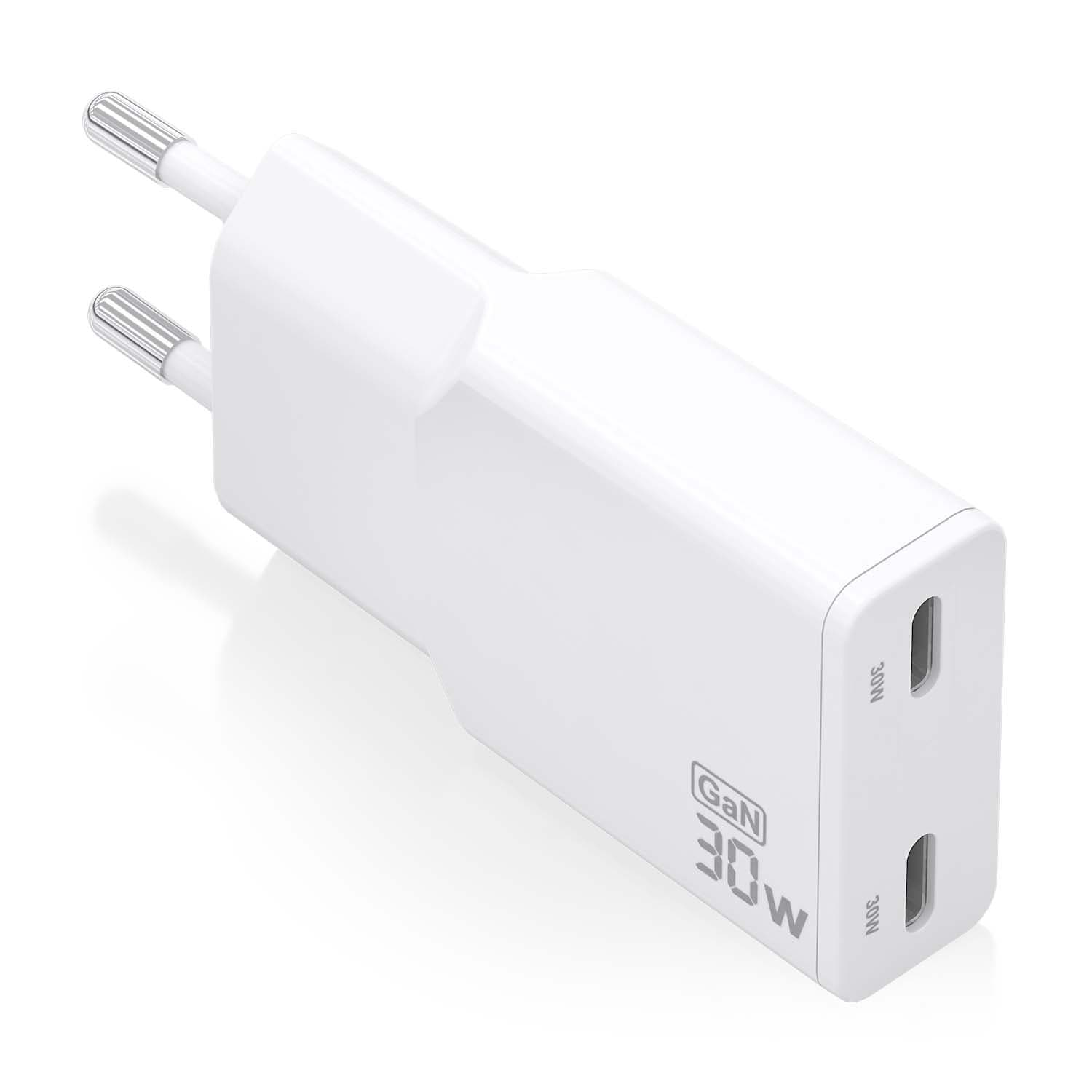 AISENS ASCH-30W2P048-W cargador de dispositivo móvil Cámara digital, MP3, MP4, Teléfono móvil, Navegante, Portátil, Consola de juegos portátil, Smartphone, Tableta, Universal Blanco Corriente alterna Carga rápida Interior