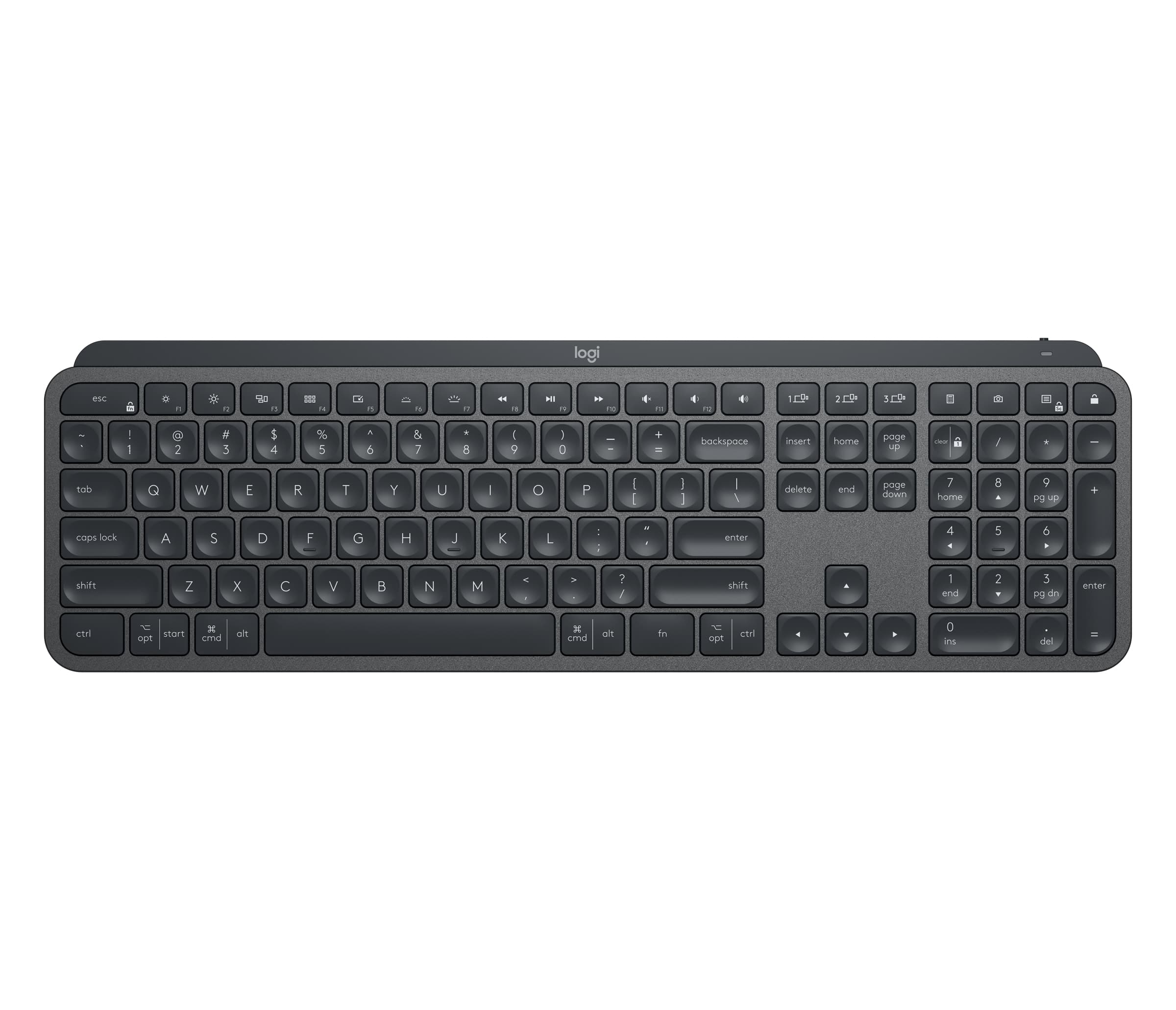 Logitech MX Keys teclado Oficina RF Wireless + Bluetooth Portugués Grafito