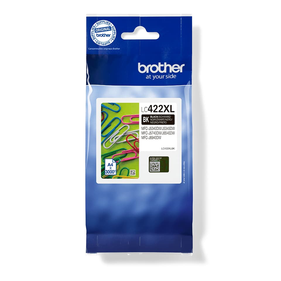 Brother LC422XLBK cartucho de tinta 1 pieza(s) Original Alto rendimiento (XL) Negro