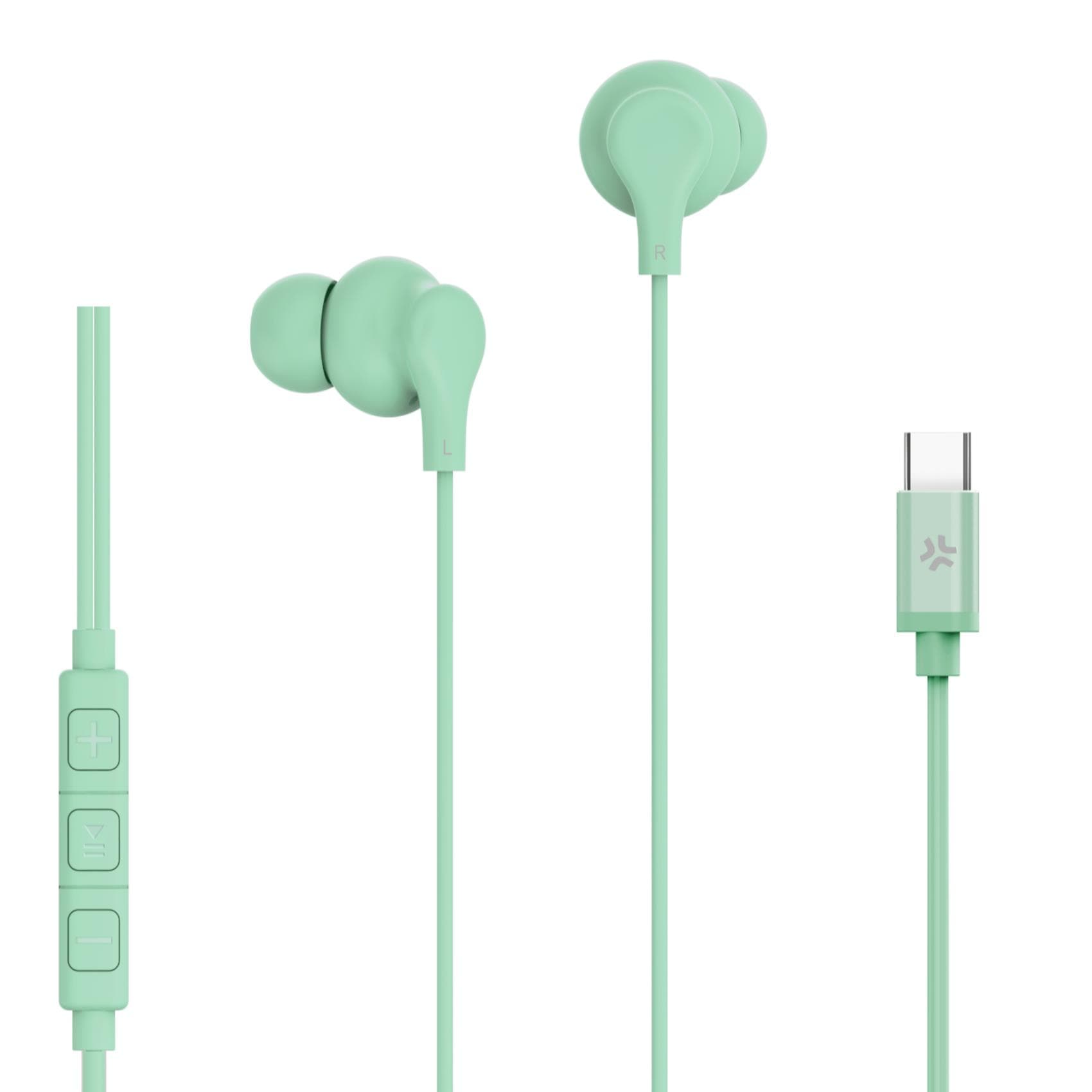 Celly UP1600TYPECGN auricular y casco Auriculares Alámbrico Dentro de oído Llamadas/Música USB Tipo C Verde