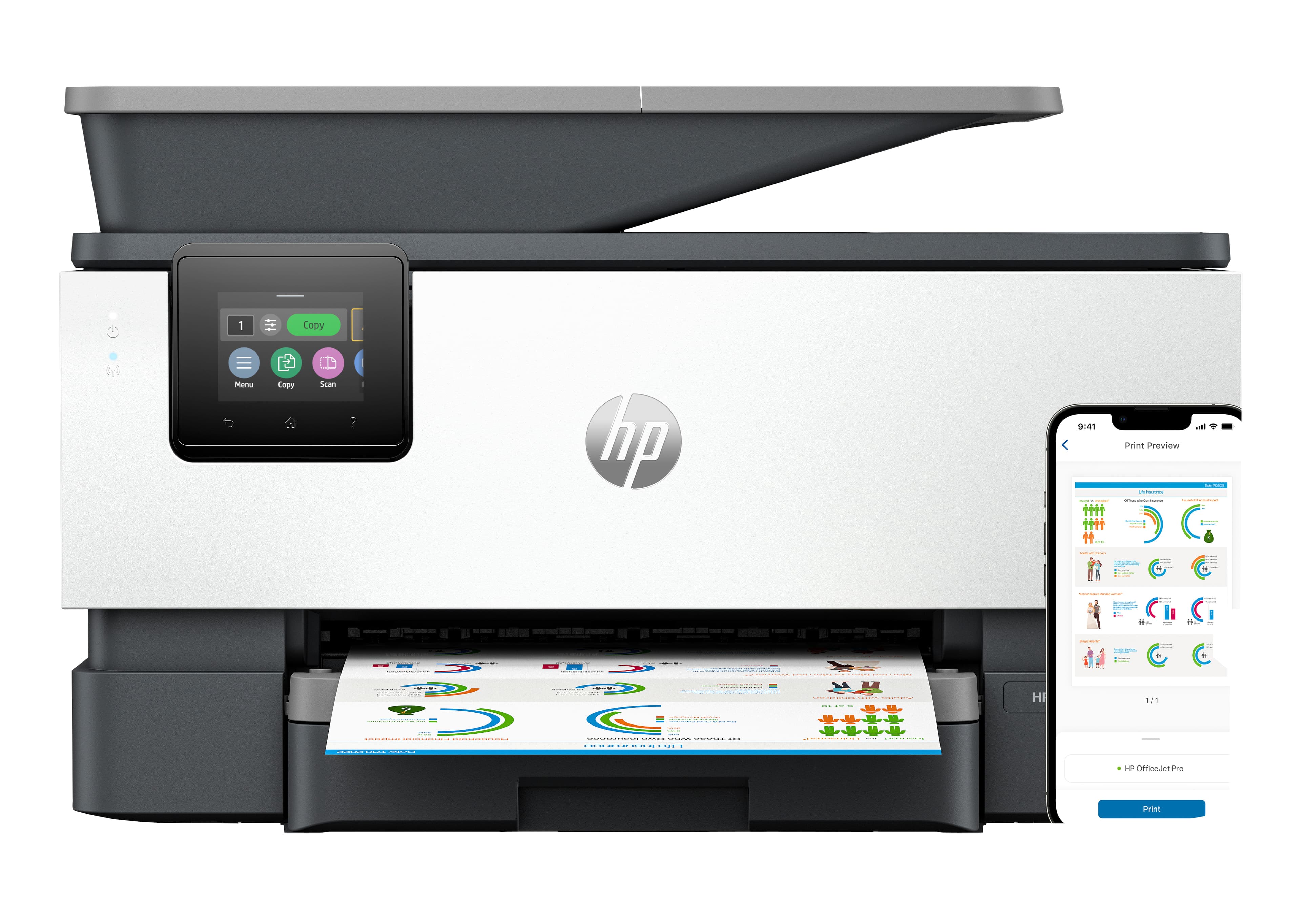 HP OfficeJet Pro 9120e Inalámbrico All-in-One Color Impresora, Servicio Instant Ink; Impresión a doble cara
