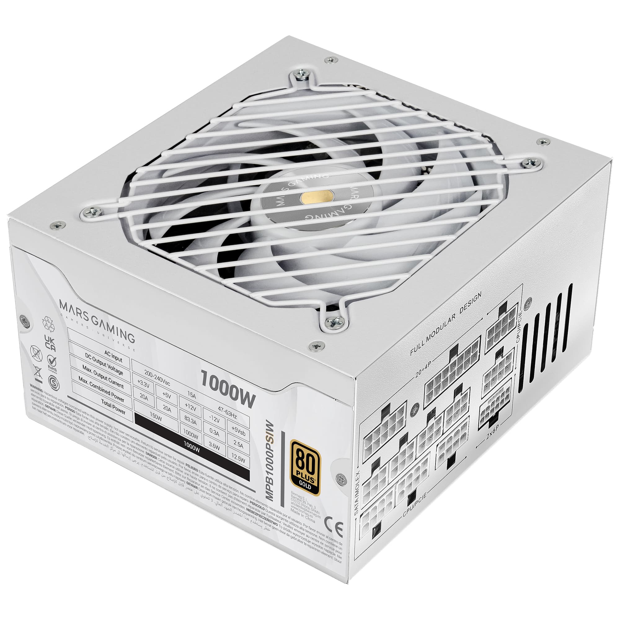 Mars Gaming MPB1000PSIW unidad de fuente de alimentación 1000 W 24-pin ATX ATX Blanco