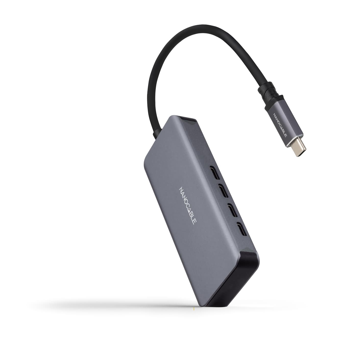 Nanocable Hub USB-C macho a 4 x USB-C hembra, Aluminio 10 cm, Gris