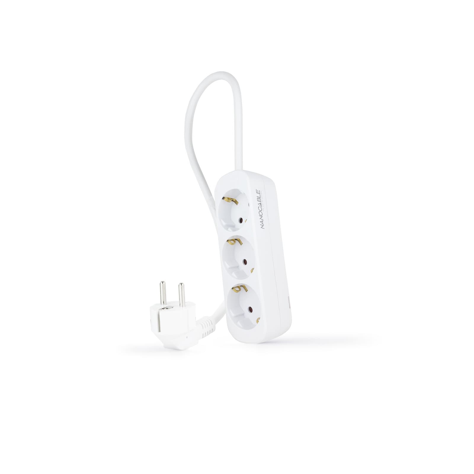 Nanocable Regleta de Enchufes con 3 Tomas, 1.4 m, Blanco