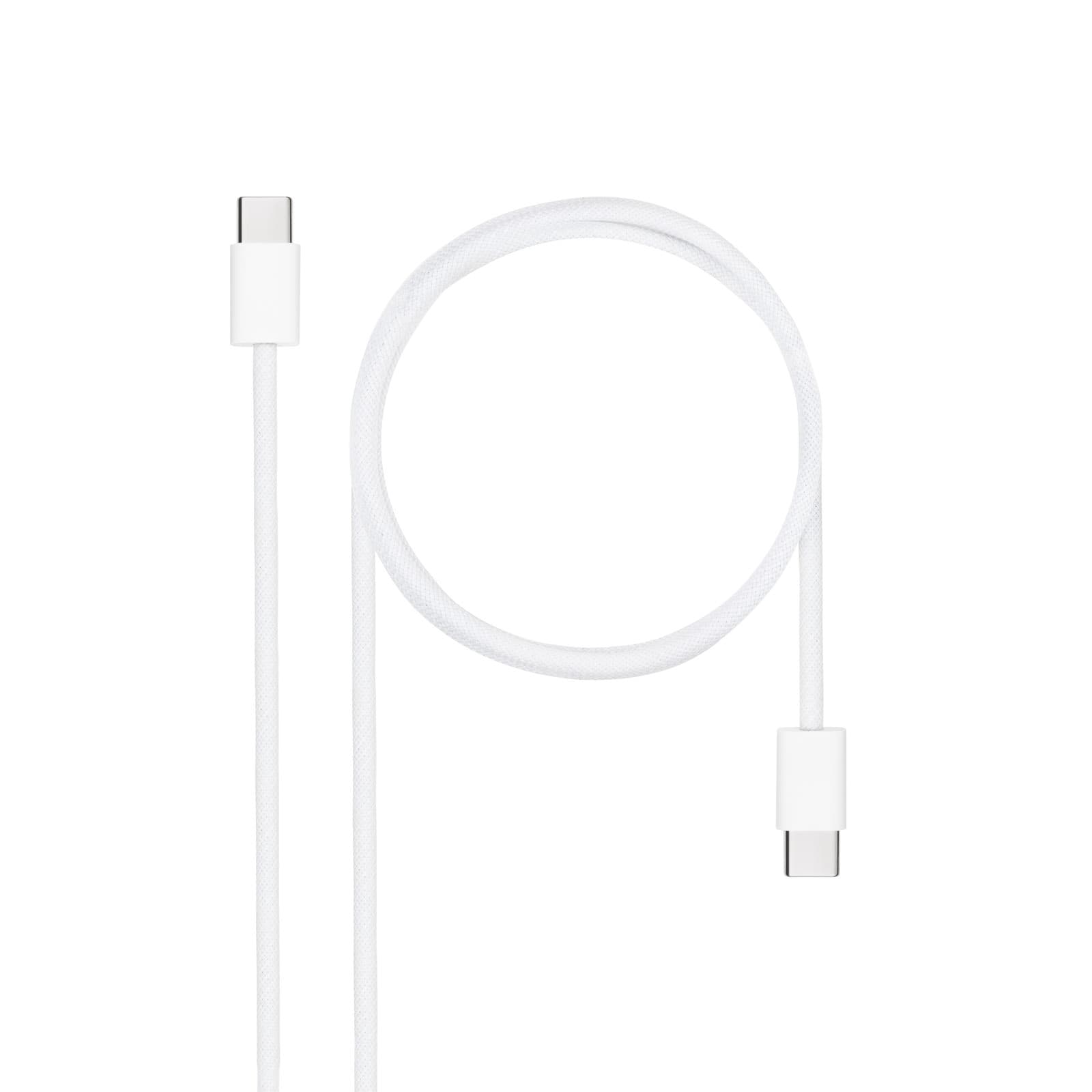 Nanocable Cable USB-C 2.0 60W 3A, USB-C/M-USB-C/M, Blanco, 1 m