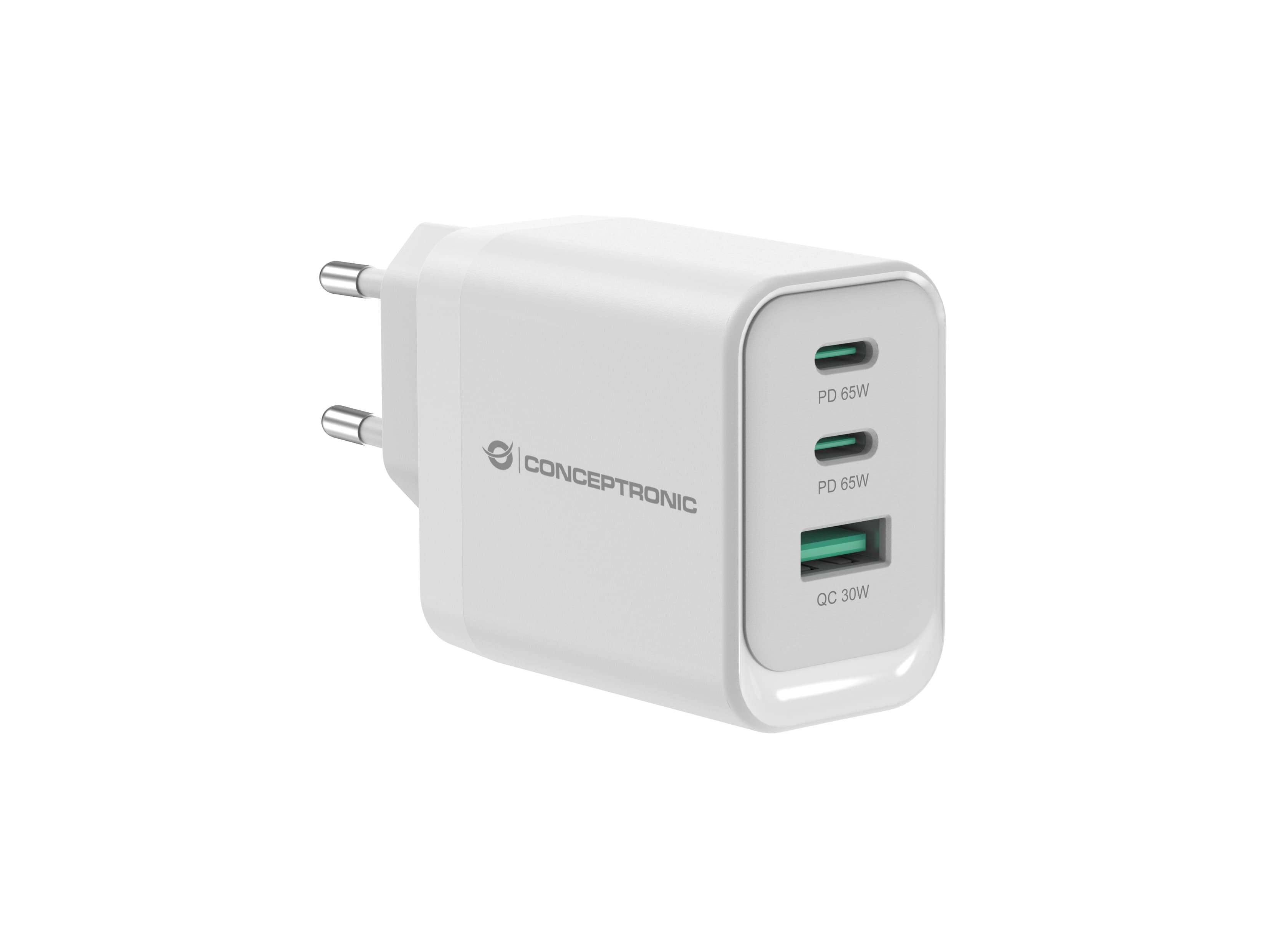 Conceptronic ALTHEA21W65 cargador de dispositivo móvil Universal Blanco Corriente alterna Carga rápida Interior