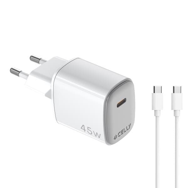 Celly UPTC1USBC45WCTC cargador de dispositivo móvil Smartphone, Tableta Blanco Corriente alterna, USB Carga rápida Interior