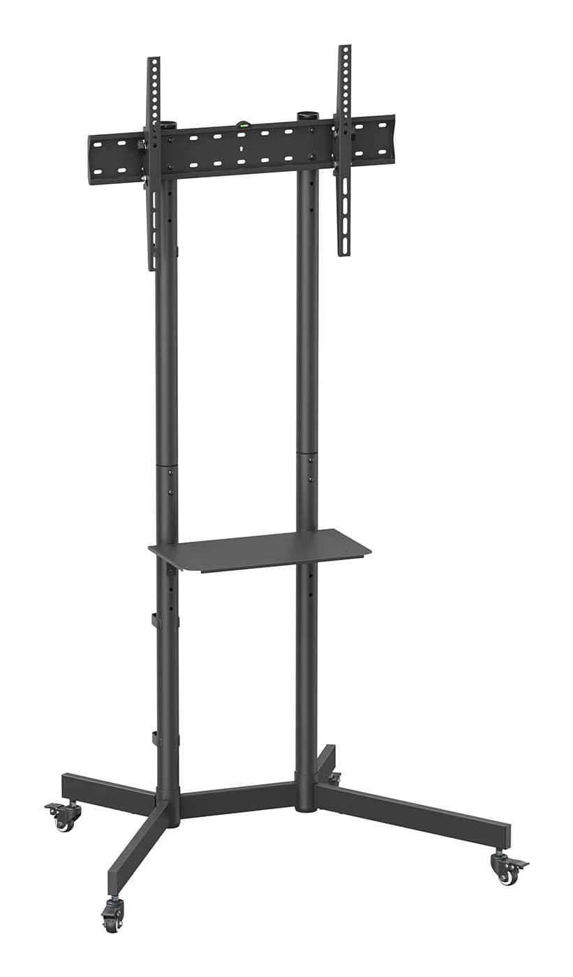 AISENS Soporte De Suelo Eco Con Rueda, Bandeja Para DVD Para Monitor/TV 45kg De 37-70, Negro