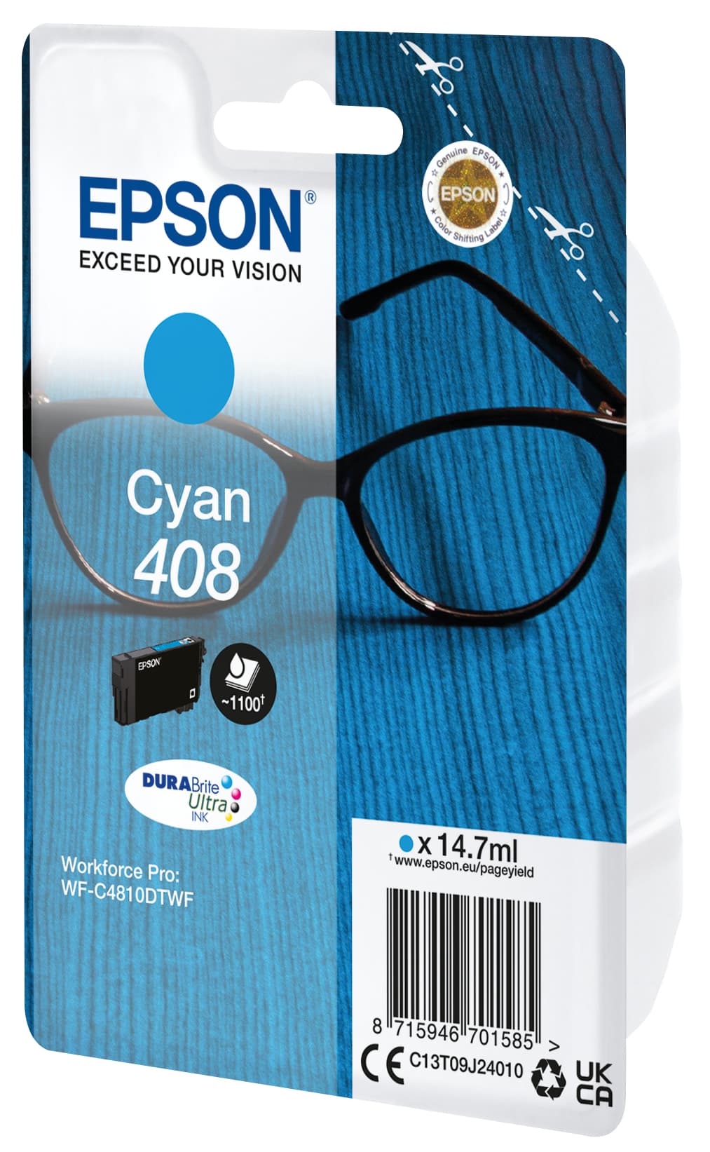 Epson Tinta cian 408 DURABrite Ultra Gafas
