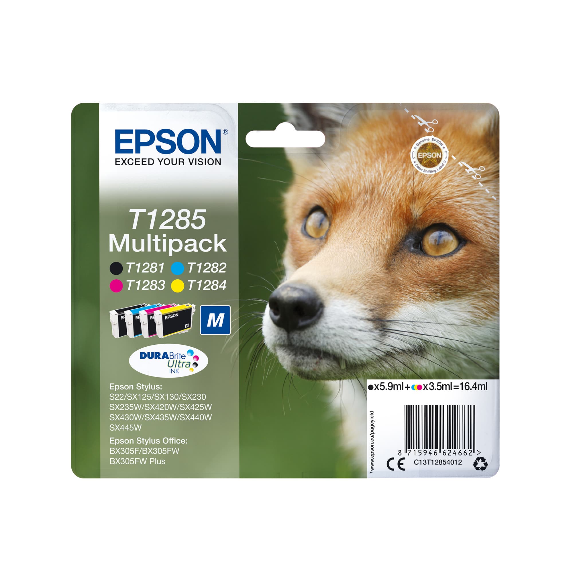 Epson Fox Tinta multipack 4 colores T1285 DURABrite Ultra Zorro