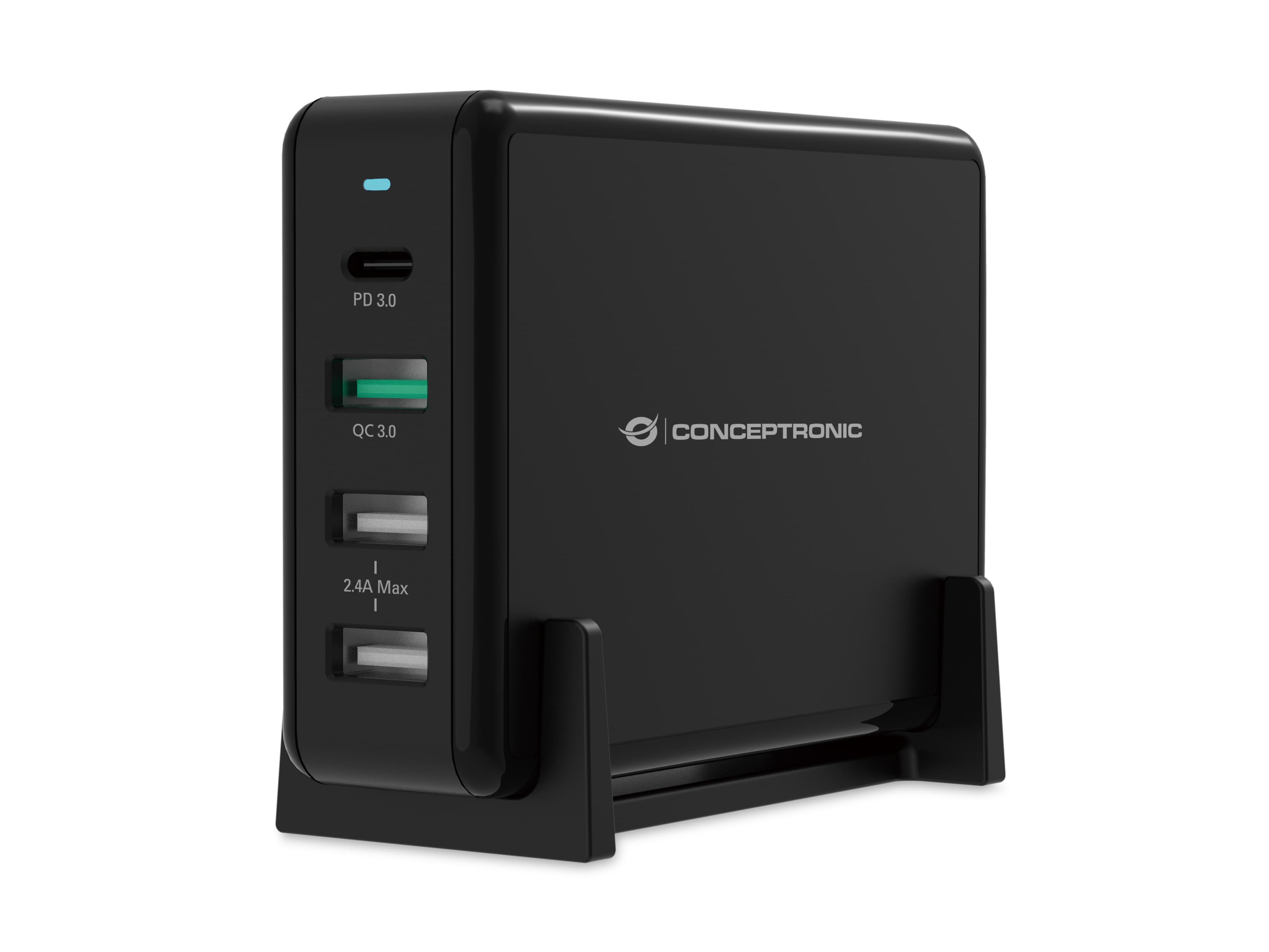 Conceptronic OZUL01B cargador de dispositivo móvil Universal Negro Corriente alterna Carga rápida Interior