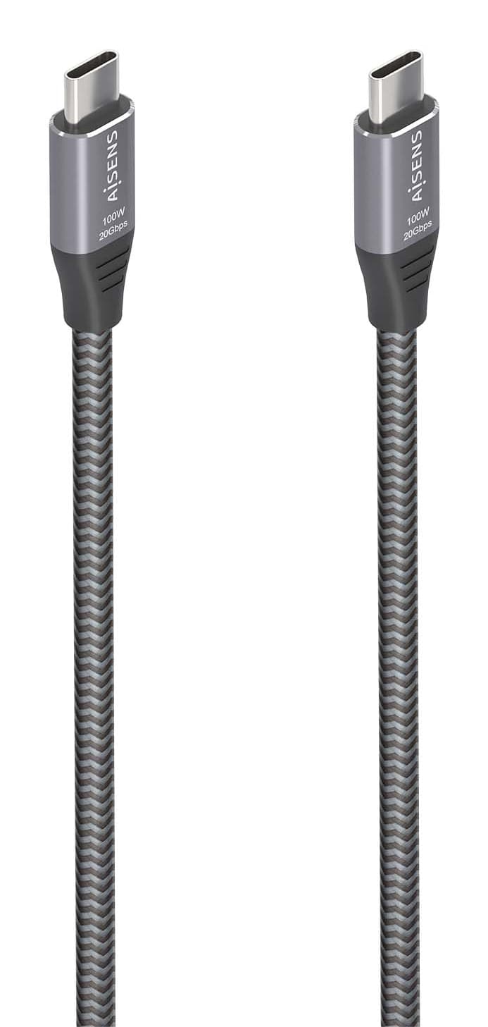 AISENS Cable USB 3.2 Gen2x2 Aluminio 20Gbps 8K@30Hz 5A 100W E-Mark, Tipo USB-C/M-USB-C/M, Gris, 3.0m