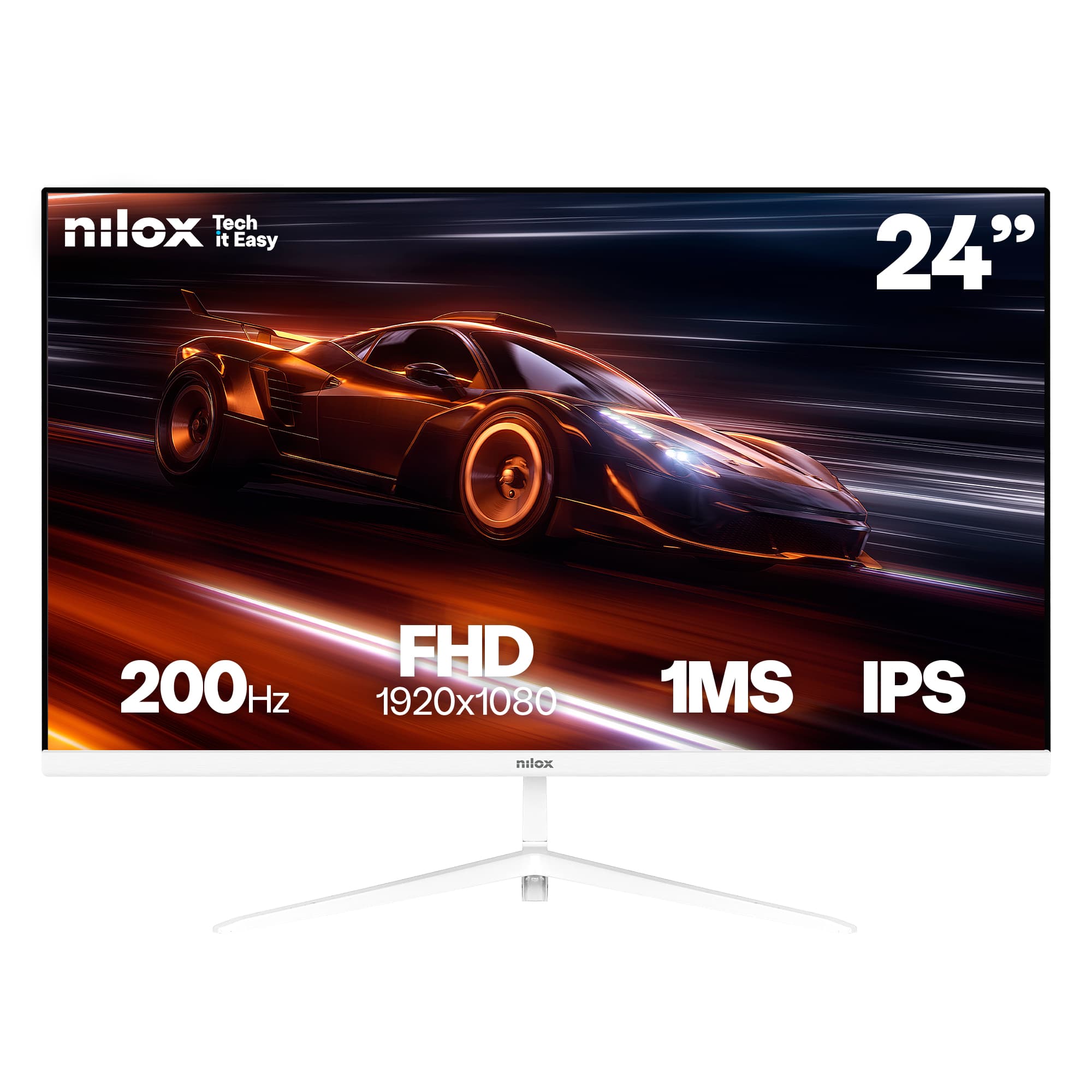 Nilox MONITOR 24 IPS 200HZ 1MS HDMI Y DP pantalla para PC 60,5 cm (23.8") 1920 x 1080 Pixeles Full HD LCD Blanco