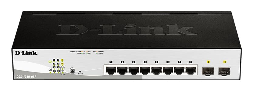 D-Link DGS-1210-08P Gestionado L2 Gigabit Ethernet (10/100/1000) Energía sobre Ethernet (PoE) Negro