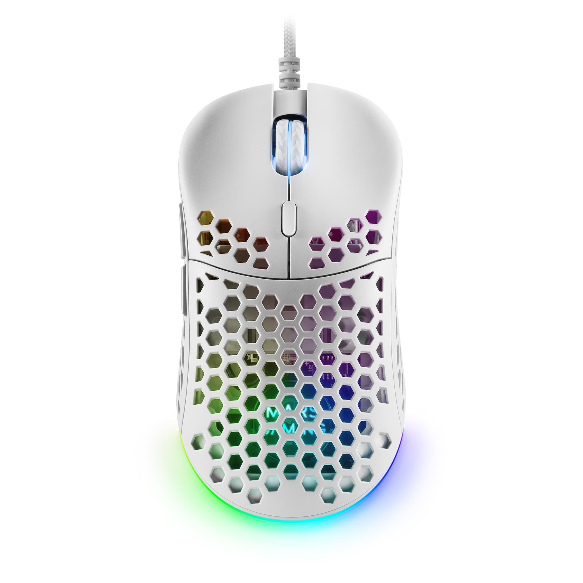 Mars Gaming MM55W, Ratón Inalámbrico Gaming RGB Chroma, Ultra-ligero 55 g, 12800 DPI, Switches Mecánicos Programables HUANO, Blanco