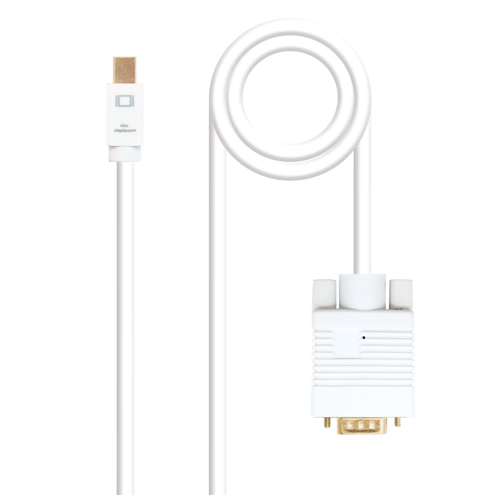 Nanocable Cable conversor Mini DP a VGA, Mini DP/M - VGA/M, Blanco, 2.0 M