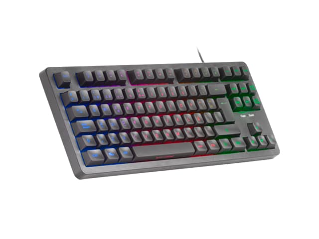 Mars Gaming MK023, Teclado Gaming TKL, Tecnología Híbrida H-Mech, Iluminación FRGB Rainbow, Anti-ghosting, Compatibilidad Universal, Negro, Idioma Español