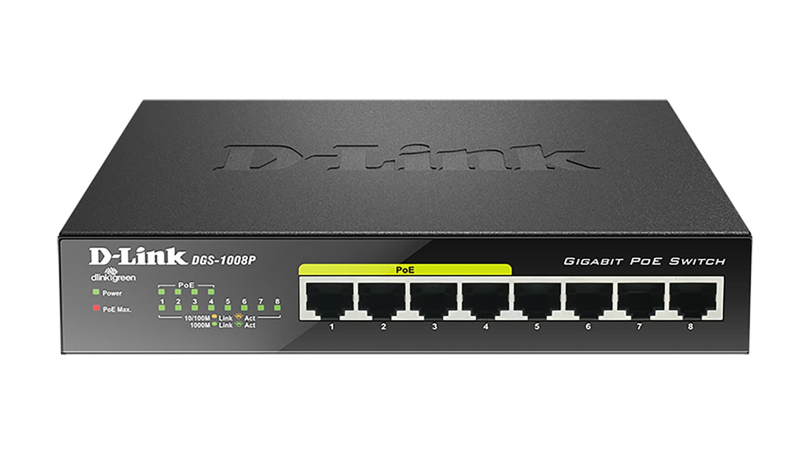 D-Link DGS-1008P switch No administrado Gigabit Ethernet (10/100/1000) Energía sobre Ethernet (PoE) Negro