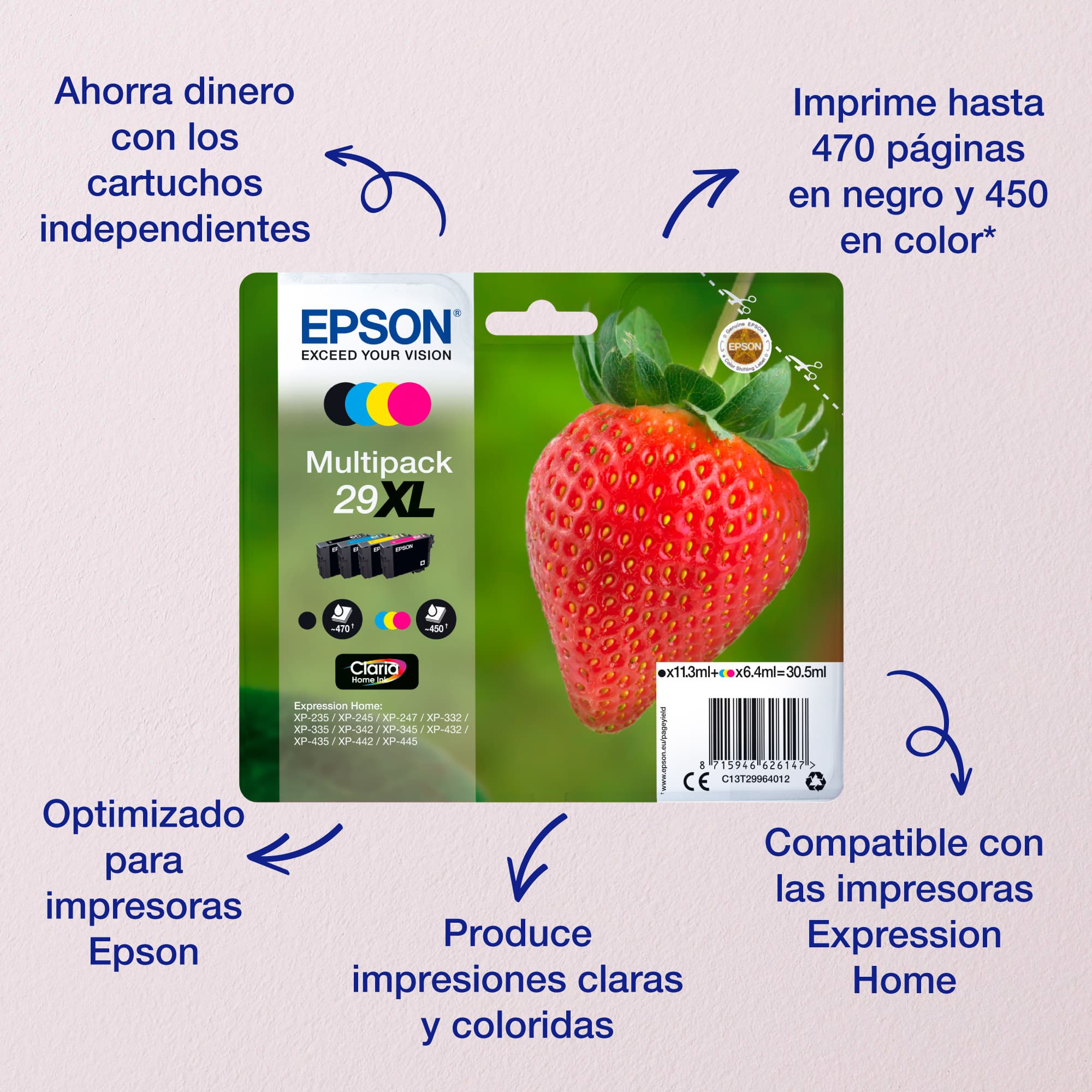 Epson Strawberry Multipack 4-colours 29 Claria Home Ink