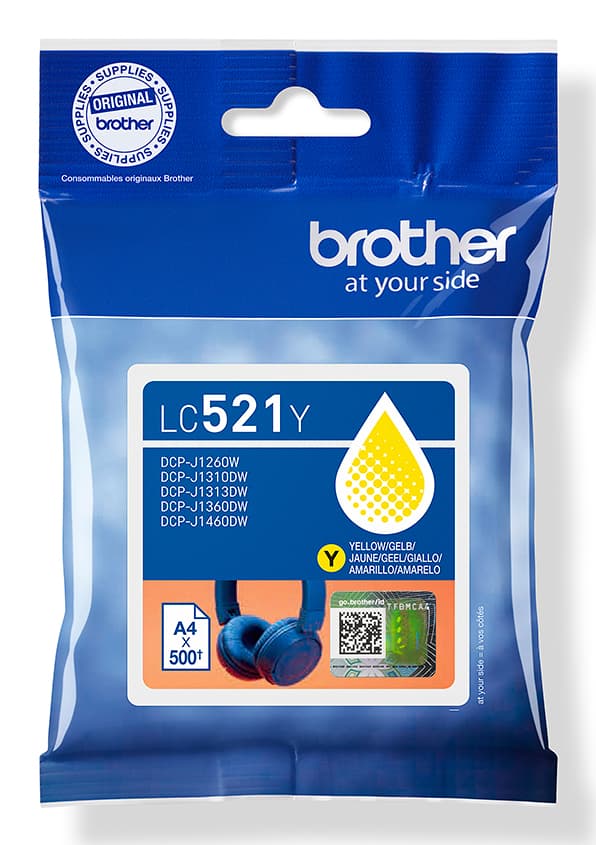 Brother LC521Y cartucho de tinta 1 pieza(s) Original Amarillo