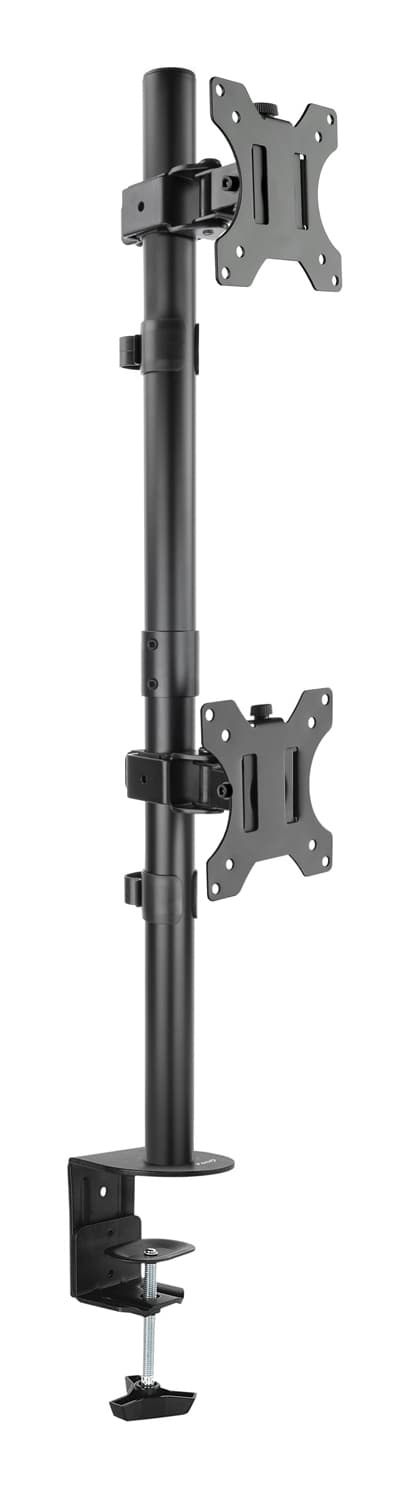 TooQ Soporte de Mesa, Giratorio e Inclinable, Vertical, para 2 Pantallas 13”-32”, Negro