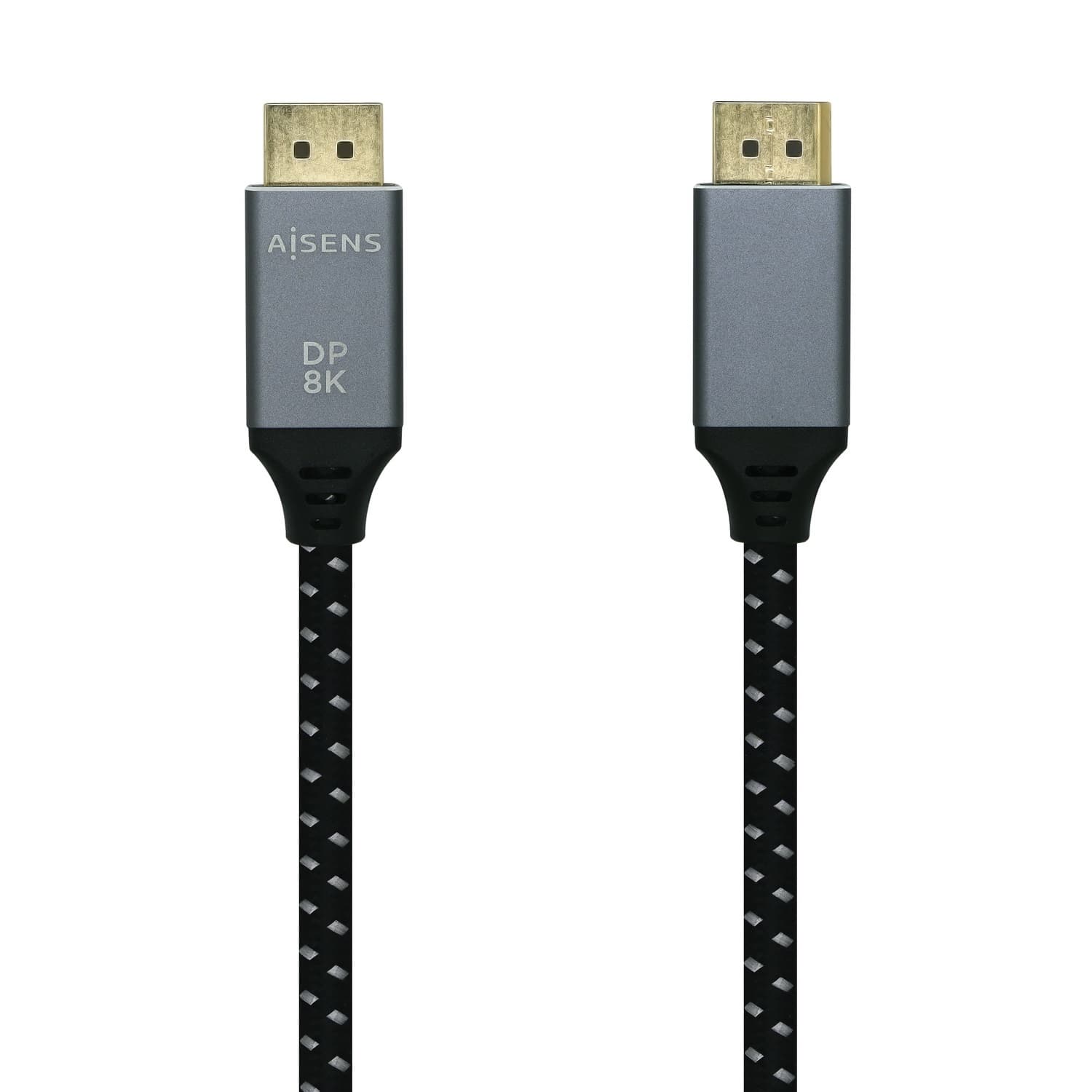AISENS Cable Displayport V1.4 8k@60hz, DP/M-DP/M, Gris/Negro, 2.0m