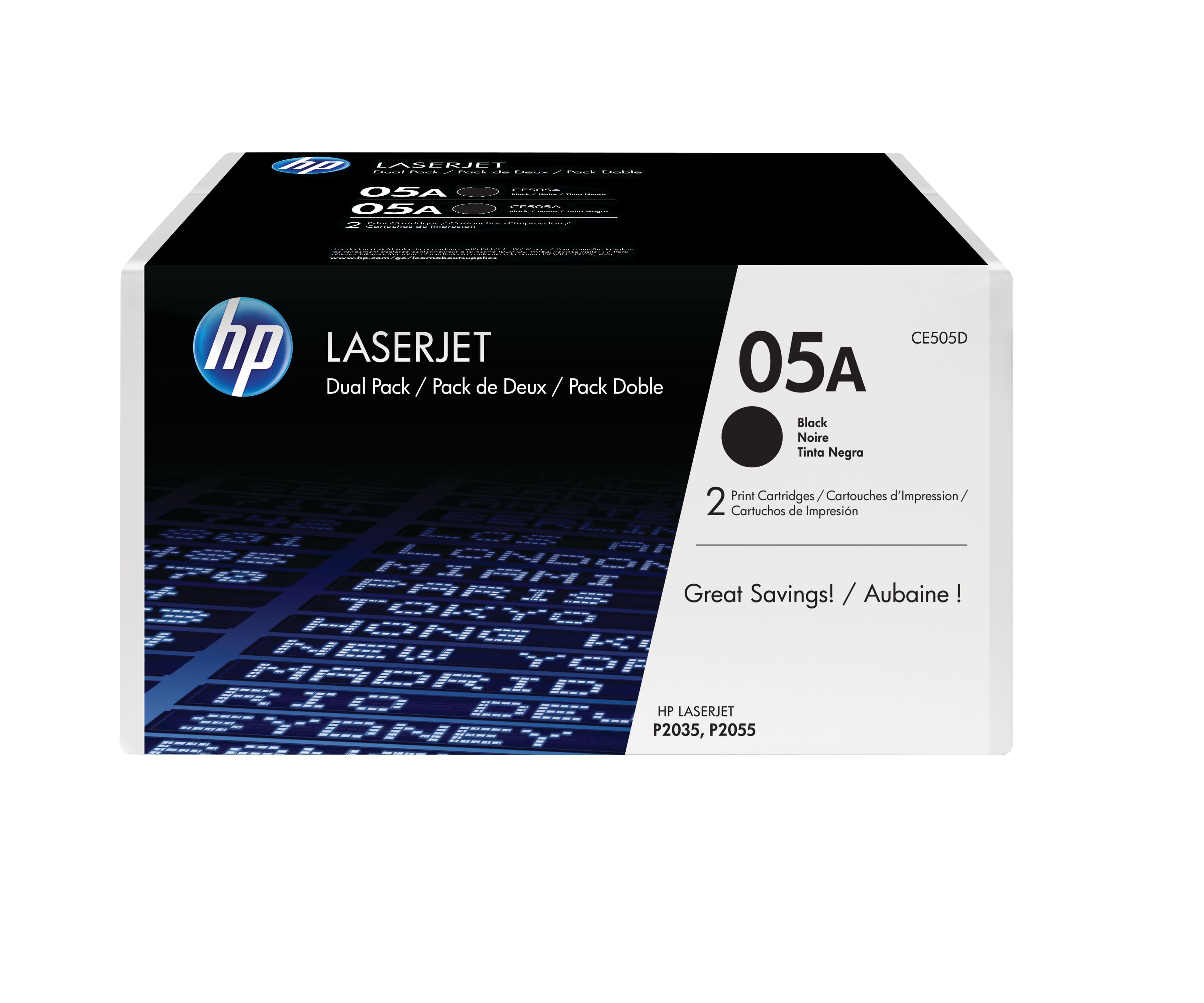 HP Pack de 2 cartuchos de tóner originales 05A LaserJet negro