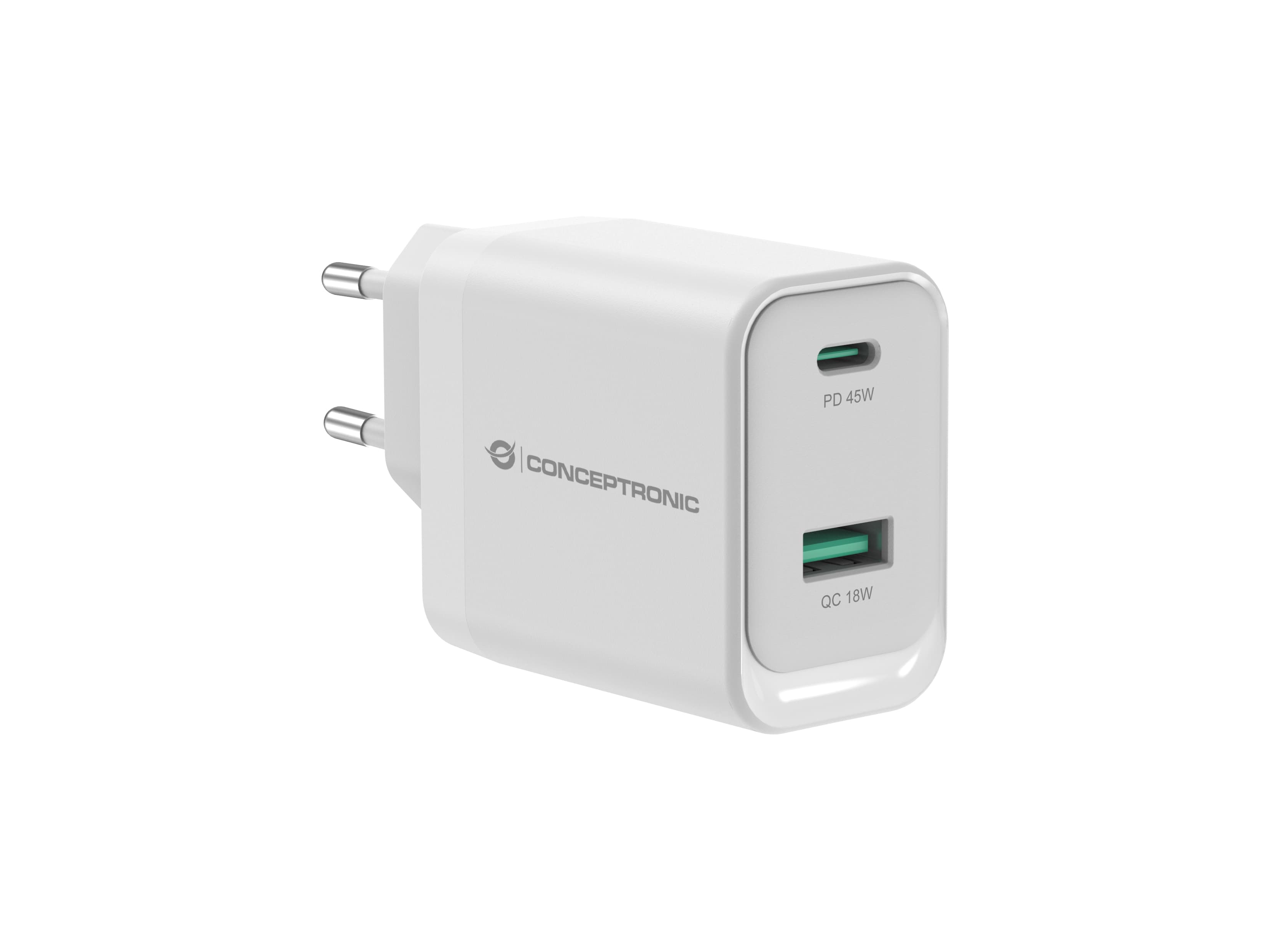 Conceptronic ALTHEA20W45 cargador de dispositivo móvil Universal Blanco Corriente alterna Carga rápida Interior