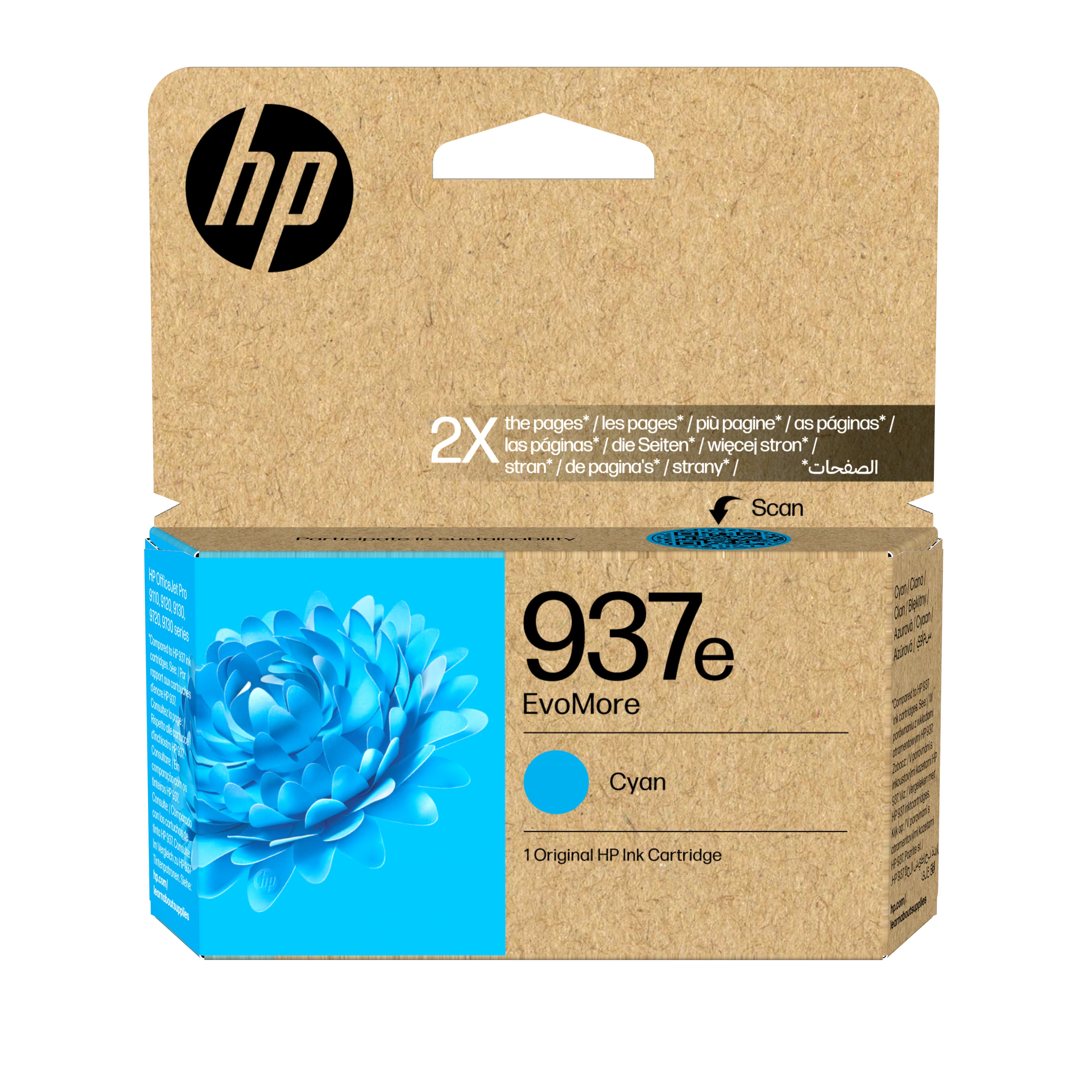 HP Cartucho de Tinta Original EvoMore 937e cian