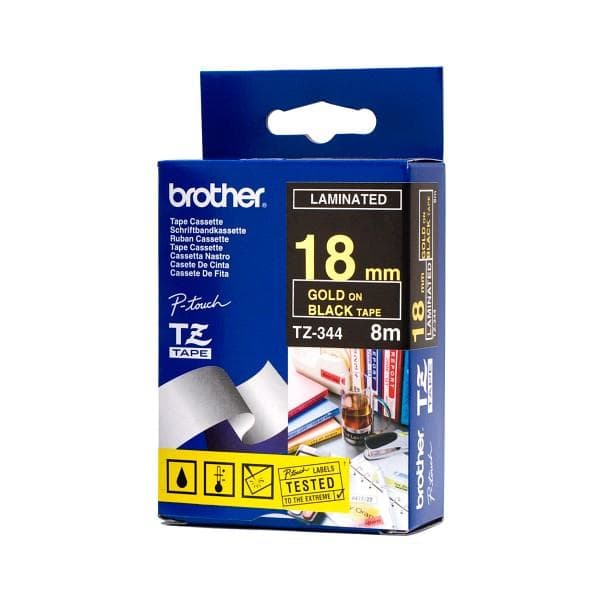 Brother TZ-344 cinta para impresora de etiquetas Oro sobre negro