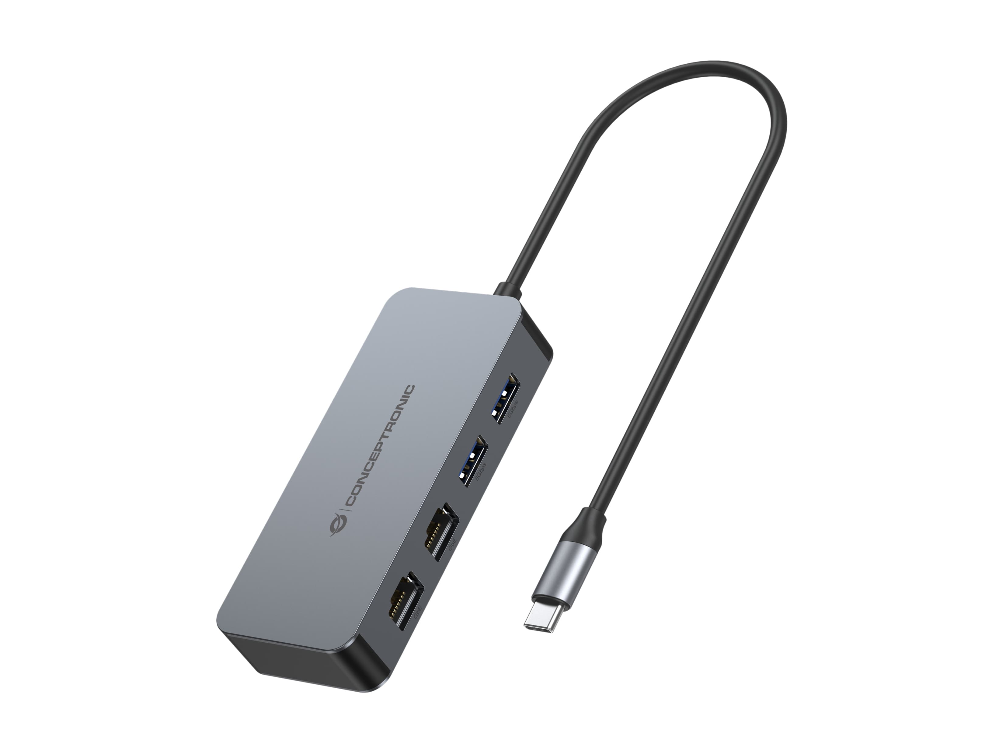 Conceptronic ABBY24G base para portátil y replicador de puertos Alámbrico USB 3.2 Gen 1 (3.1 Gen 1) Type-C Gris