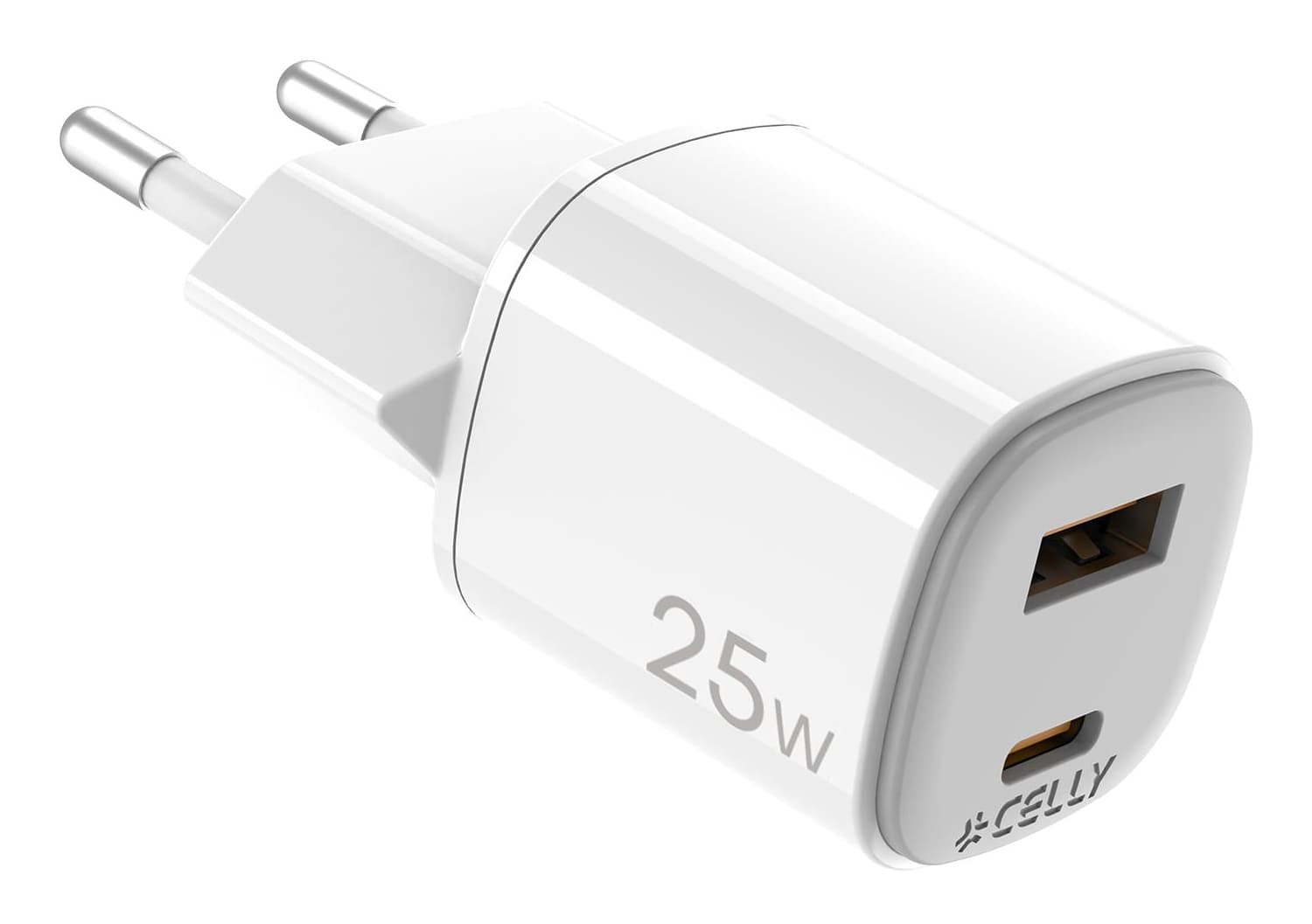 Celly UPTC1USB1USBC25 cargador de dispositivo móvil Cámara digital, Micrófono, Smartphone, Tableta, Teléfono Blanco USB Interior